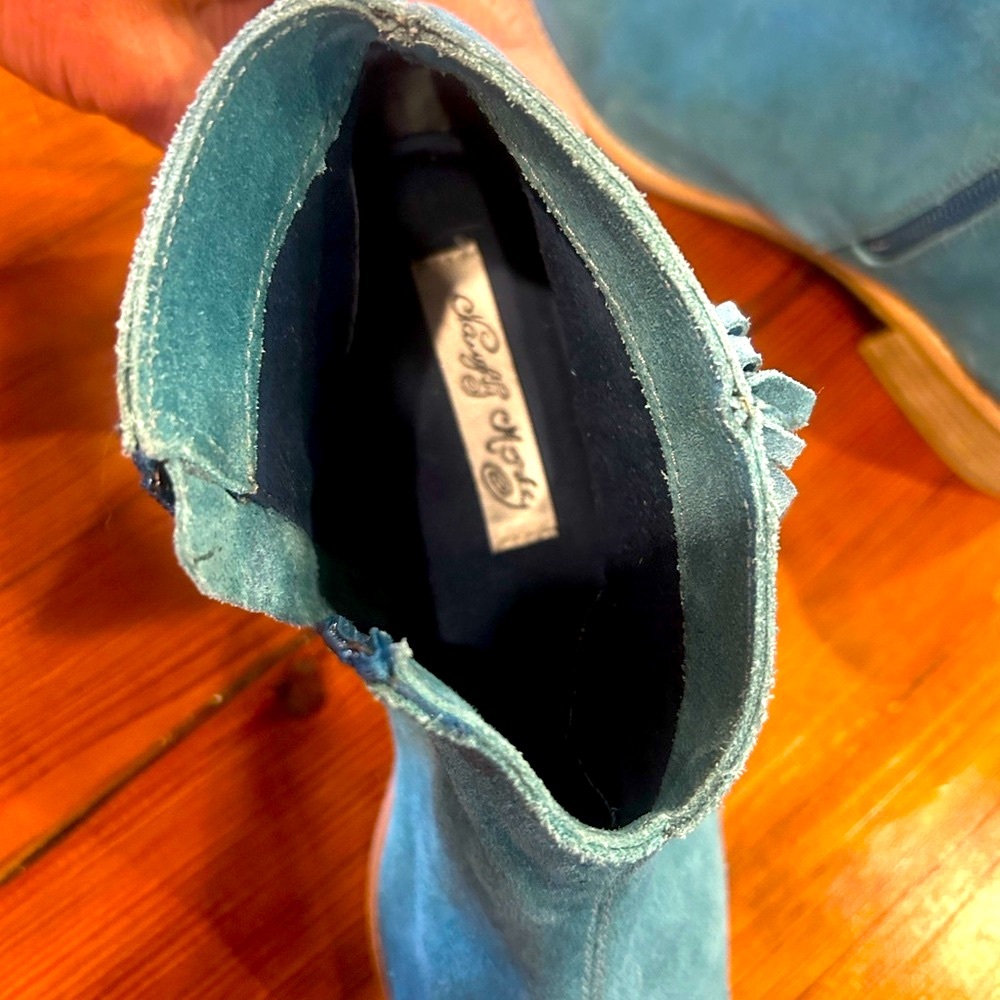 Naughty Monkey Teal Suede fringe Ankle Booties size 8 - Picture 3 of 8